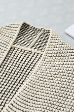 Load image into Gallery viewer, Apricot Plaid Knitted Long Open Front Cardigan - Fashion Queen - 21