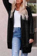 Load image into Gallery viewer, Apricot Plaid Knitted Long Open Front Cardigan - Fashion Queen - 23