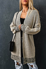 Load image into Gallery viewer, Apricot Plaid Knitted Long Open Front Cardigan - Fashion Queen - 7