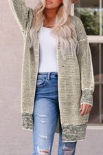 Load image into Gallery viewer, Apricot Plaid Knitted Long Open Front Cardigan - Fashion Queen - 9