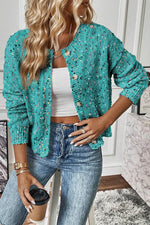 Load image into Gallery viewer, Apricot Rhinestone Decor Multicolor Confetti Sweater Cardigan - Fashion Queen - 9