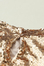 Load image into Gallery viewer, Apricot Sequin Mock Neck Bubble Sleeve Top - Fashion Queen - 19