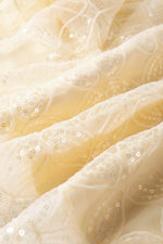 Load image into Gallery viewer, Apricot Sequined Lace Mesh Bubble Sleeve Square Neck Dress - Fashion Queen - 20