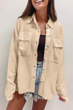 Load image into Gallery viewer, Apricot Solid Color Corduroy Buttoned Long Sleeve Shacket - Fashion Queen - 3
