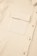 Load image into Gallery viewer, Apricot Solid Color Corduroy Buttoned Long Sleeve Shacket - Fashion Queen - 8