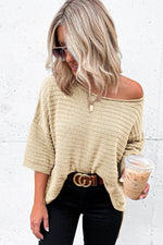 Load image into Gallery viewer, Apricot Textured Knit Drop Shoulder Tee - Fashion Queen - 8