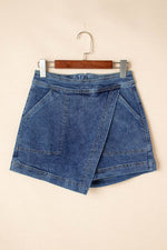 Load image into Gallery viewer, Ashleigh Blue Faux Wrapped Mini Denim Skort - Fashion Queen - 4