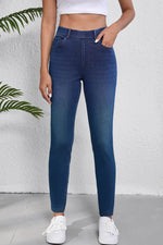 Load image into Gallery viewer, Ashleigh Blue Multiple Pockets Straight Leg Washed Stretchy Knit Casual Jeans - Fashion Queen -  1