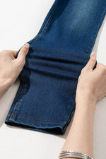 Load image into Gallery viewer, Ashleigh Blue Multiple Pockets Straight Leg Washed Stretchy Knit Casual Jeans - Fashion Queen -  14