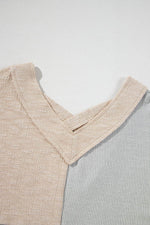 Load image into Gallery viewer, Ashleigh Blue Plus Size Textured Colorblock Patchwork V Neck Top - Fashion Queen - 16