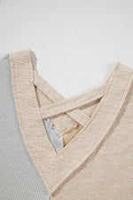 Load image into Gallery viewer, Ashleigh Blue Plus Size Textured Colorblock Patchwork V Neck Top - Fashion Queen - 17