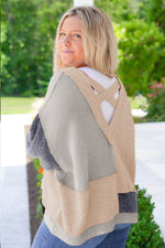 Load image into Gallery viewer, Ashleigh Blue Plus Size Textured Colorblock Patchwork V Neck Top - Fashion Queen - 9