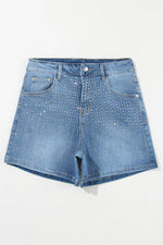 Load image into Gallery viewer, Ashleigh Blue Rhinestone Embellished Denim Shorts - Fashion Queen - 7