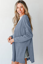 Load image into Gallery viewer, Ashleigh Blue Solid Color Rib Knit Open Front Tunic Cardigan - Fashion Queen - 3