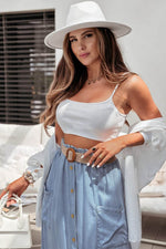 Load image into Gallery viewer, Beau Blue Buttoned Front High Waist Side Pockets Denim Maxi Skirt - Fashion Queen - 6