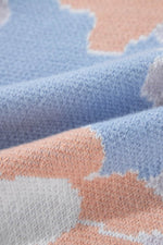 Load image into Gallery viewer, Beau Blue Floral O Neck Drop Shoulder Knitted Sweater - Fashion Queen - 13