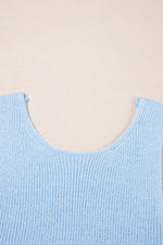 Load image into Gallery viewer, Beau Blue Horizontal Ribbing Patchwork Swing Sweater Tank - Fashion Queen - 11