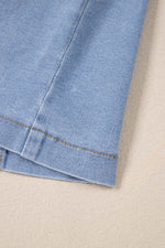 Load image into Gallery viewer, Beau Blue Light Wash Denim Buttoned Front Chest Pockets Sleeveless Slim Mini Dress - Fashion Queen - 13