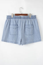 Load image into Gallery viewer, Beau Blue Pocketed Drawstring High Waist Plus Size Denim Shorts - Fashion Queen - 10