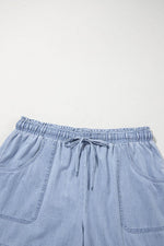 Load image into Gallery viewer, Beau Blue Pocketed Drawstring High Waist Plus Size Denim Shorts - Fashion Queen - 15