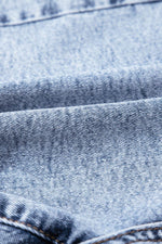 Load image into Gallery viewer, Beau Blue Rhinestone Light Wash Raw Hem High Waist Denim Shorts - Fashion Queen - 15