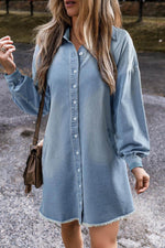Load image into Gallery viewer, Beau Blue Risen Medium Washed Denim Shirt Dress - Fashion Queen - 1