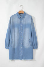 Load image into Gallery viewer, Beau Blue Risen Medium Washed Denim Shirt Dress - Fashion Queen - 3
