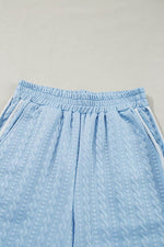 Load image into Gallery viewer, Beau Blue Textured Colorblock Edge Tank Top High Waist Pants Set - Fashion Queen - 12