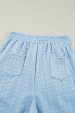 Load image into Gallery viewer, Beau Blue Textured Colorblock Edge Tank Top High Waist Pants Set - Fashion Queen - 13