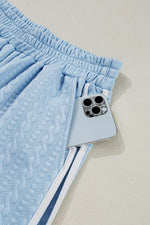 Load image into Gallery viewer, Beau Blue Textured Colorblock Edge Tank Top High Waist Pants Set - Fashion Queen - 14