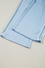 Load image into Gallery viewer, Beau Blue Textured Colorblock Edge Tank Top High Waist Pants Set - Fashion Queen - 15