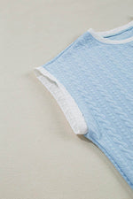 Load image into Gallery viewer, Beau Blue Textured Colorblock Edge Tank Top High Waist Pants Set - Fashion Queen - 17