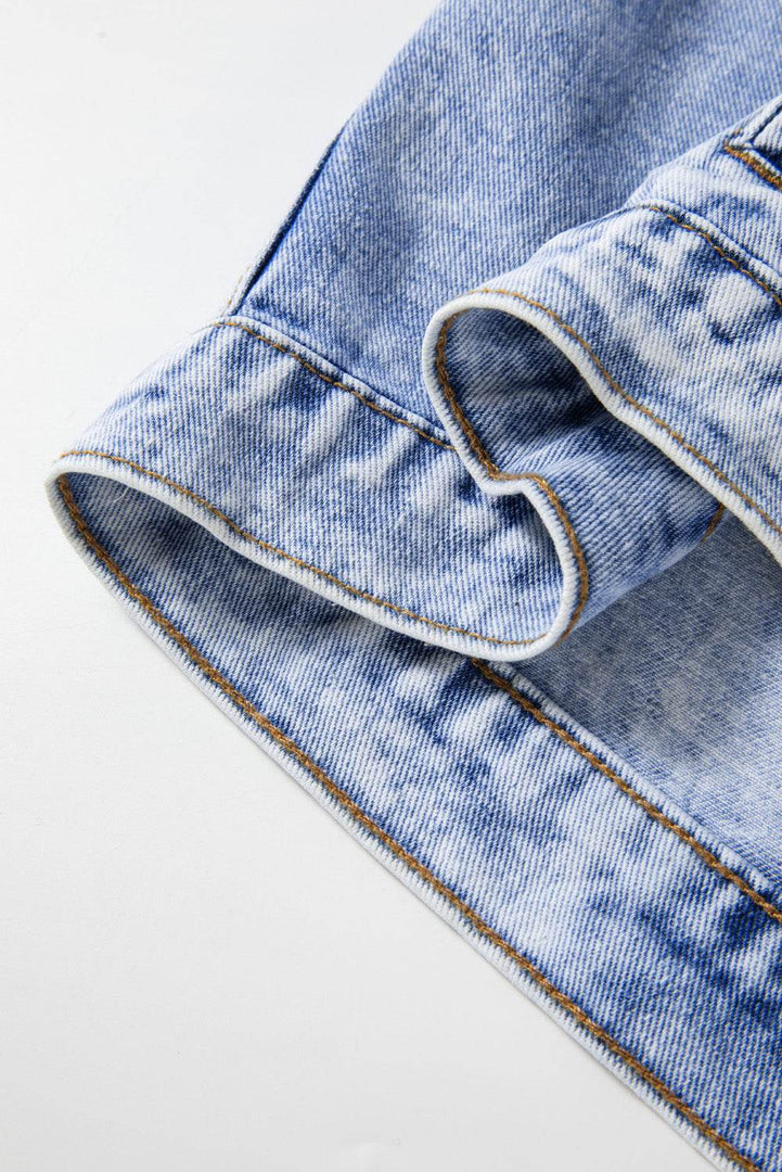 Beau Blue Vintage Washed Flap Pockets Denim Jacket - Fashion Queen -  13