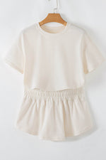 Load image into Gallery viewer, Beige 2pcs Cropped Tee and Ruffle High Waist Skort Set - Fashion Queen -  16