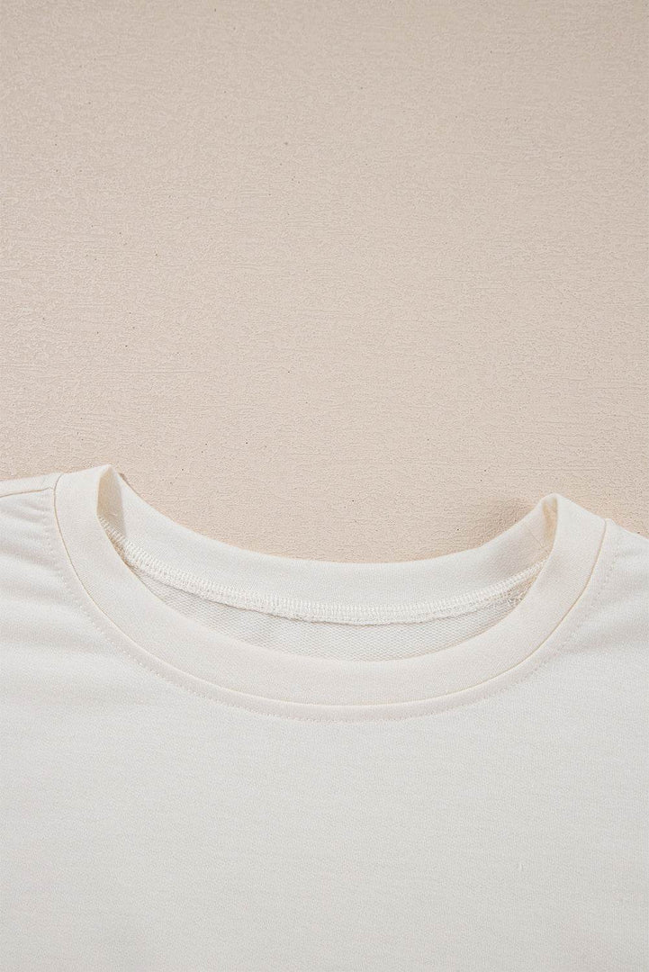 Beige 2pcs Cropped Tee and Ruffle High Waist Skort Set - Fashion Queen -  18