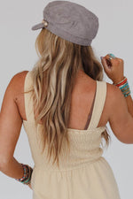 Load image into Gallery viewer, Beige Buttons Smocked Sleeveless Romper - Fashion Queen - 10