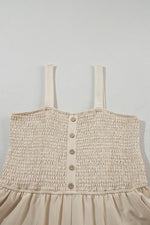 Load image into Gallery viewer, Beige Buttons Smocked Sleeveless Romper - Fashion Queen - 13