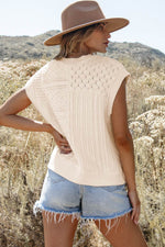 Load image into Gallery viewer, Beige Cable Knit Dolman Armholes Sweater Tank - Fashion Queen - 2
