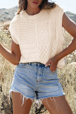 Load image into Gallery viewer, Beige Cable Knit Dolman Armholes Sweater Tank - Fashion Queen - 8