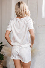 Load image into Gallery viewer, Beige Checkered V Neck Tee Drawstring Shorts Lounge Set - Fashion Queen - 6