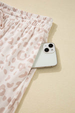 Load image into Gallery viewer, Beige Cheetah V Neck Tee and Pants Lounge Set - Fashion Queen - 13
