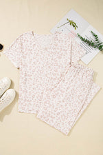 Load image into Gallery viewer, Beige Cheetah V Neck Tee and Pants Lounge Set - Fashion Queen - 5