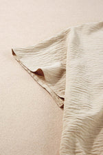 Load image into Gallery viewer, Beige Crinkled Elastic Hem Crop Tee and Wide Leg Pants Set - Fashion Queen - 13