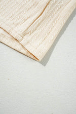 Load image into Gallery viewer, Beige Lace Crochet Patched Cable Textured Cuffed Short Sleeve Plus Size Top - Fashion Queen - 12