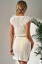 Load image into Gallery viewer, Beige Open Knit Drawstring Waist Beach Dress - Fashion Queen - 2