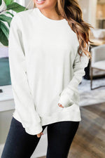 Load image into Gallery viewer, Beige Plain Crew Neck Pullover Sweatshirt - Fashion Queen - 1