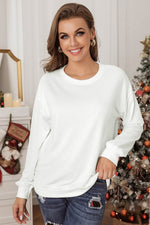 Load image into Gallery viewer, Beige Plain Crew Neck Pullover Sweatshirt - Fashion Queen - 13