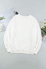 Load image into Gallery viewer, Beige Plain Crew Neck Pullover Sweatshirt - Fashion Queen - 20