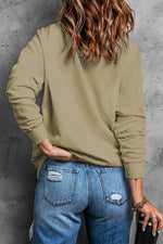 Load image into Gallery viewer, Beige Plain Crew Neck Pullover Sweatshirt - Fashion Queen - 8