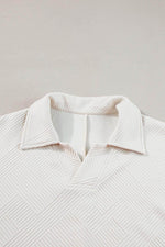 Load image into Gallery viewer, Beige Plus Size Textured Collared Top and Pants Set - Fashion Queen - 14